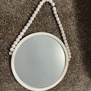 Whitewash Beaded Wood Wall Mirror